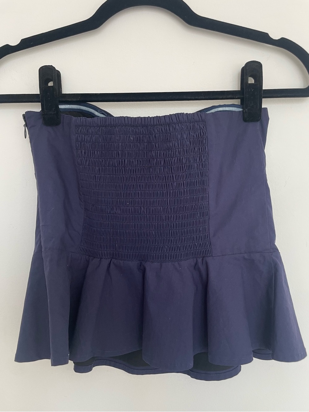 Veronica Beard Navy Strapless Sweetheart Peplum Bustier Top Size 4 - Picture 3 of 5